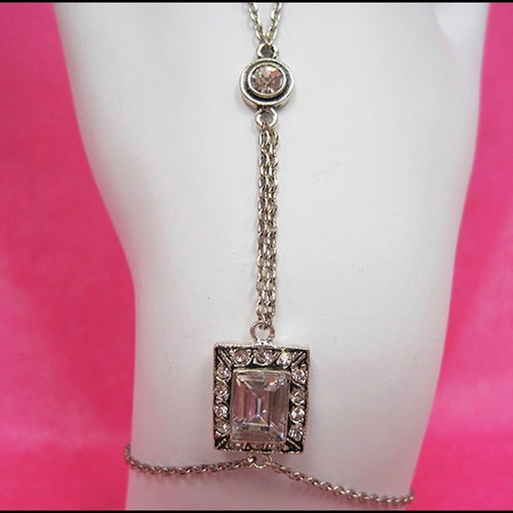Azaara's Antiqued Rhodium Crystal Harness Bracelet